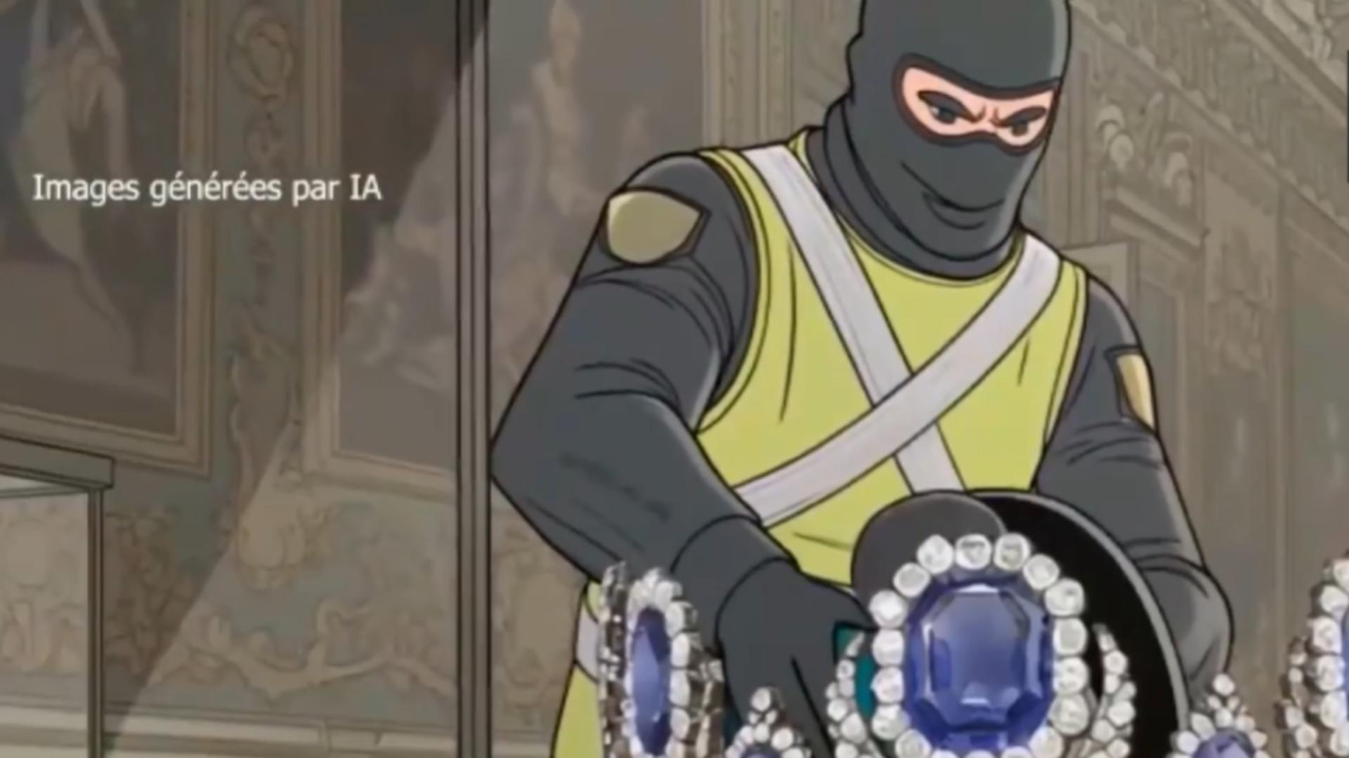 Momentul furtului, reconstituit cu AI (sursă: BFM TV)