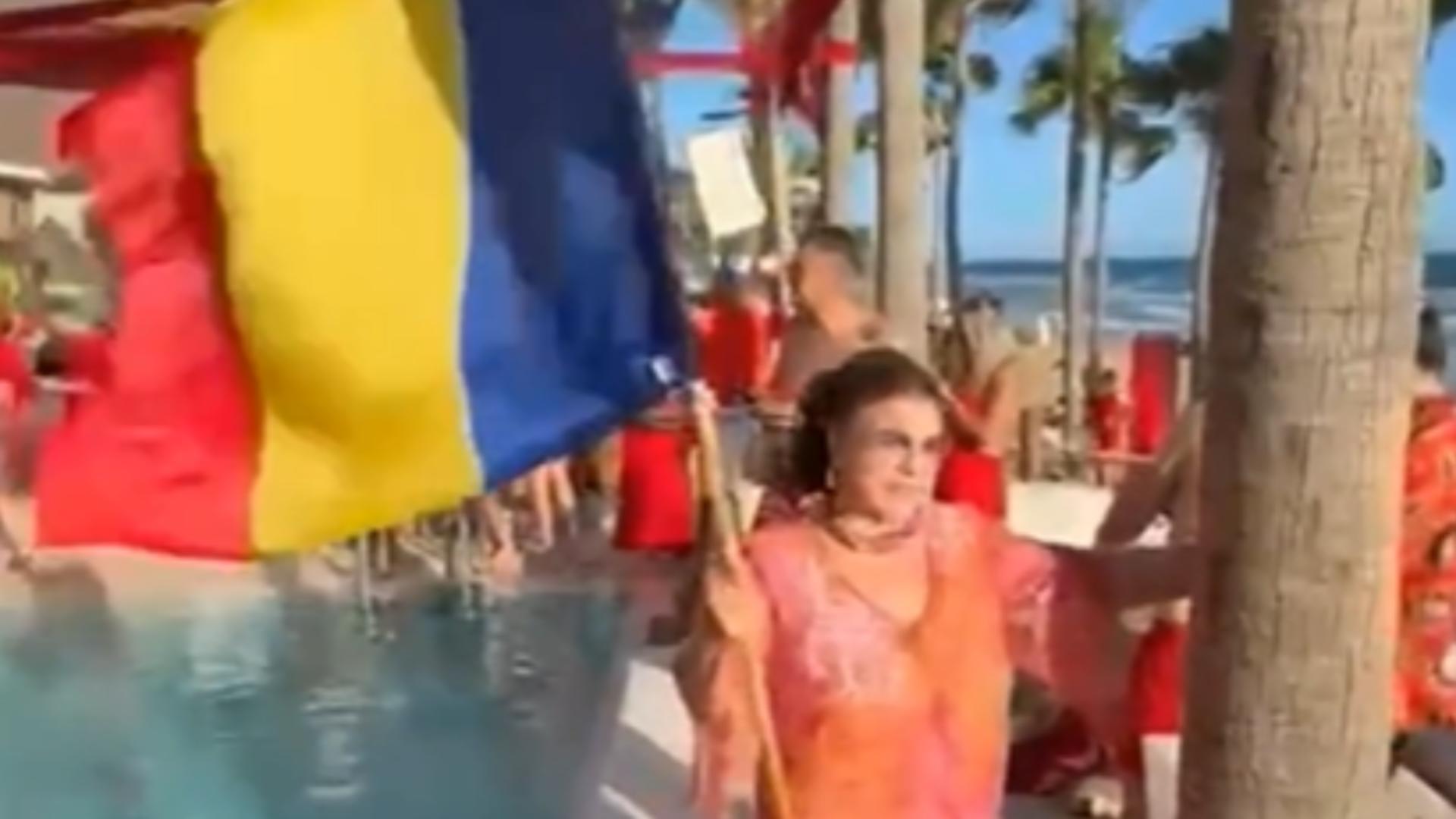 Irina Loghin ridică tricolorul pe insula bogaților. Imagini inedite/ Captură video 