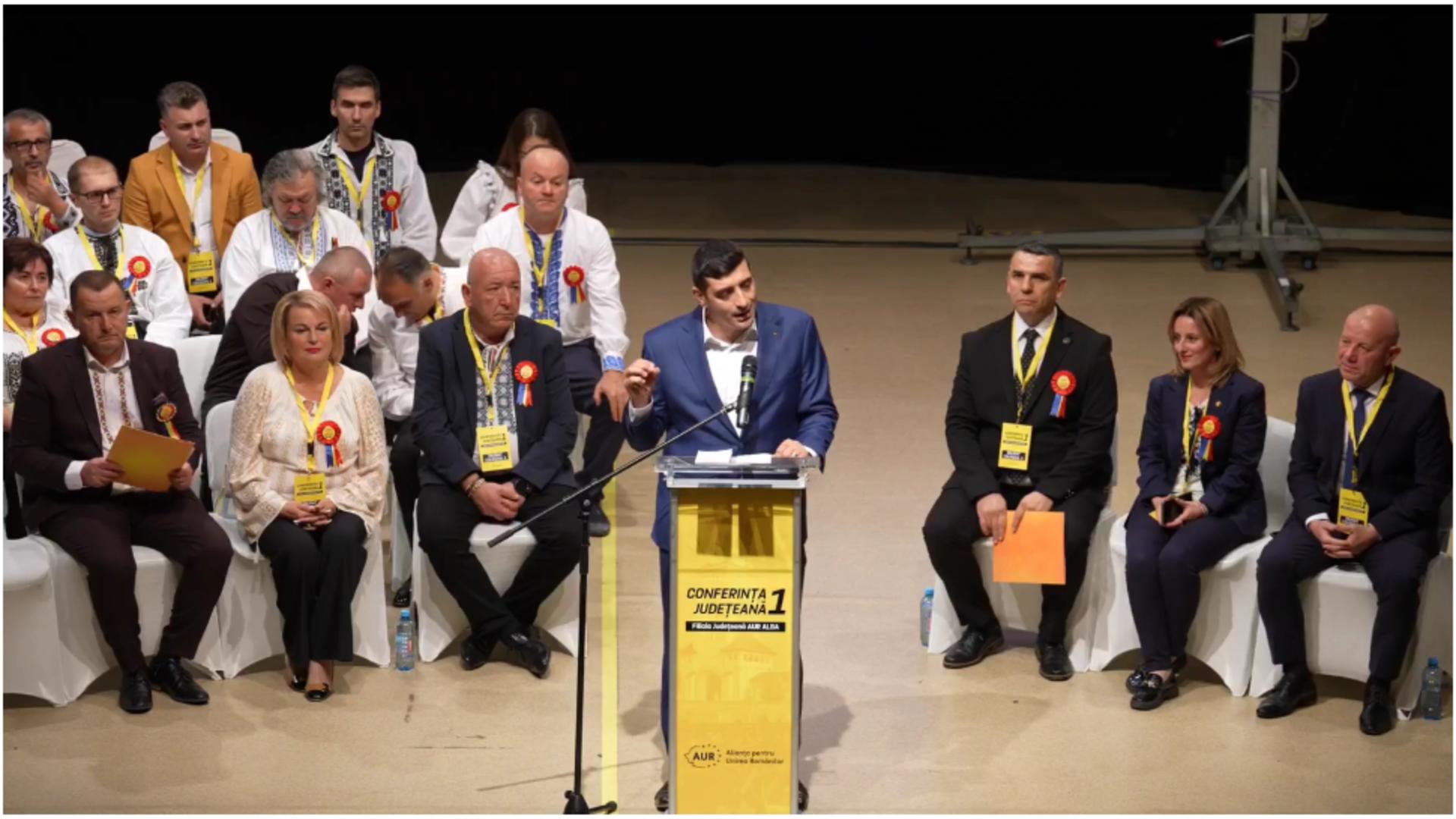 George Simion, la Alba Iulia. FOTO: Captură Facebook 