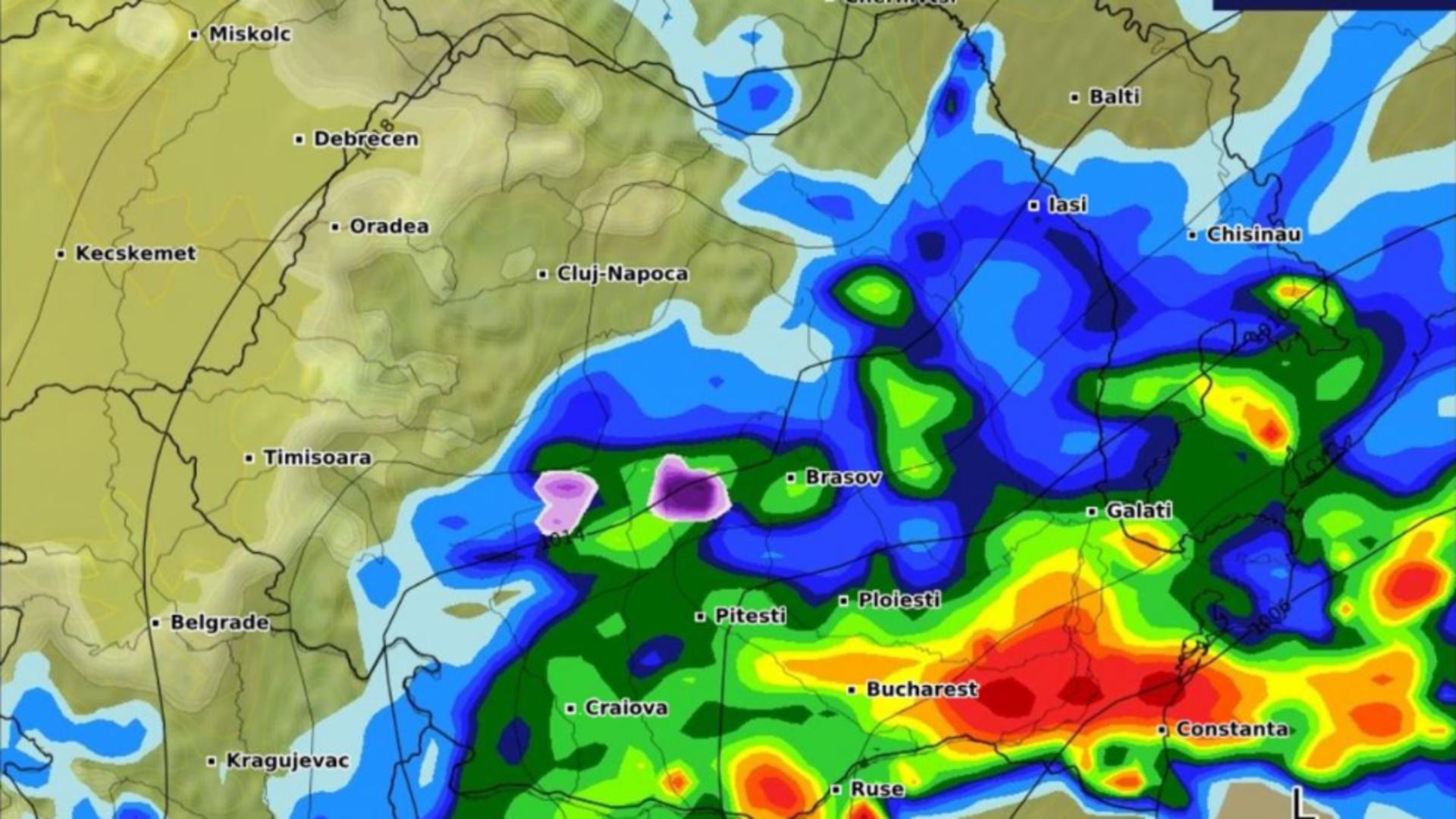 În ce direcție se deplaseză ciclonul Barbara. A lovit deja sud-estul României: cod roșu de ploi și avertismente fără precedent de la ANM