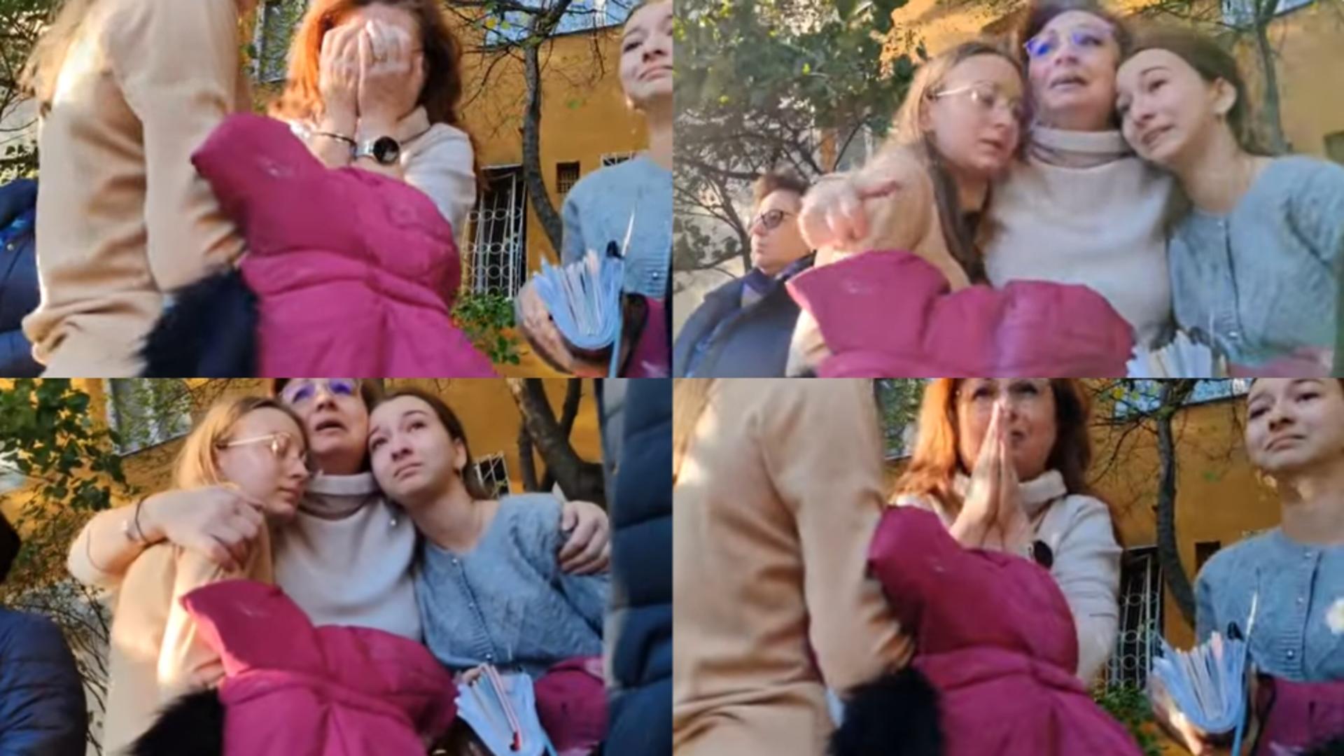 O mamă și fetele ei plâng