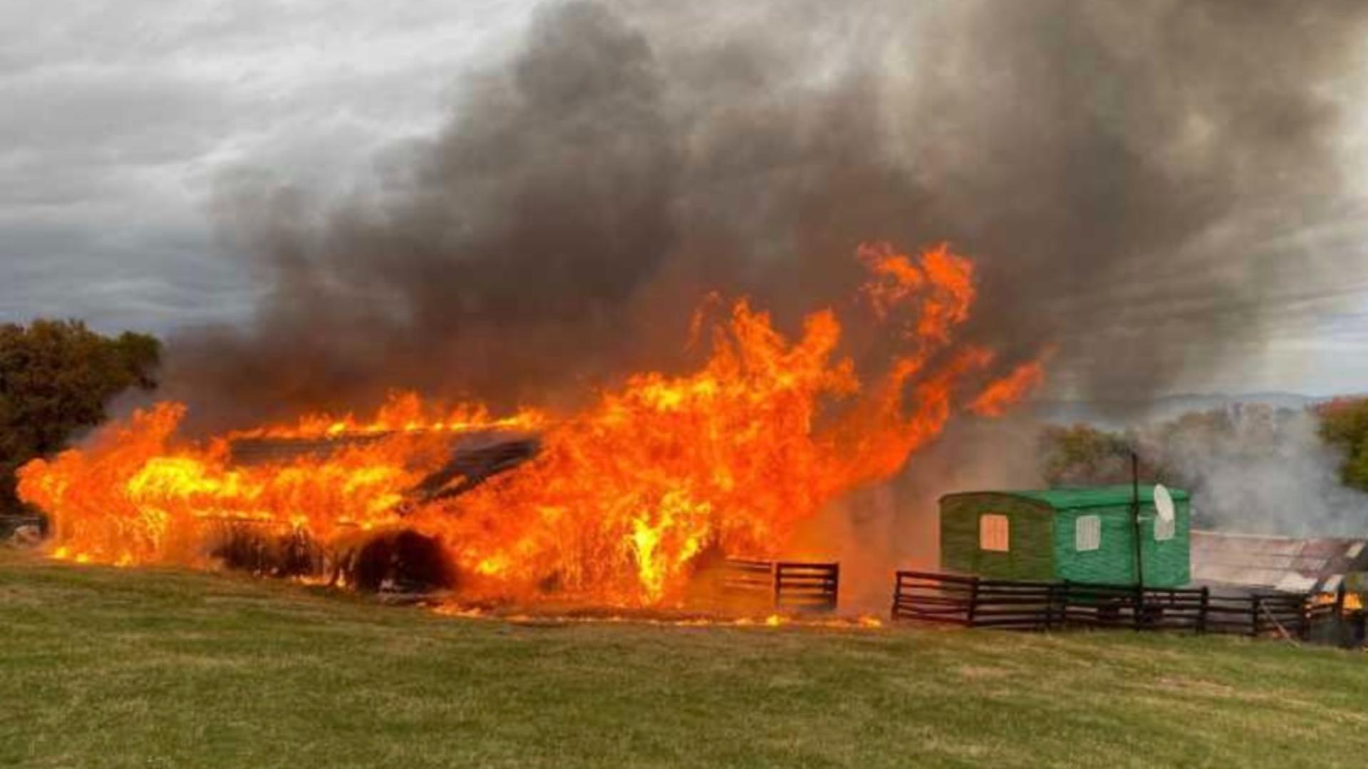 Incendiu violent la un saivan din Prahova: o persoană a fost găsită carbonizată
