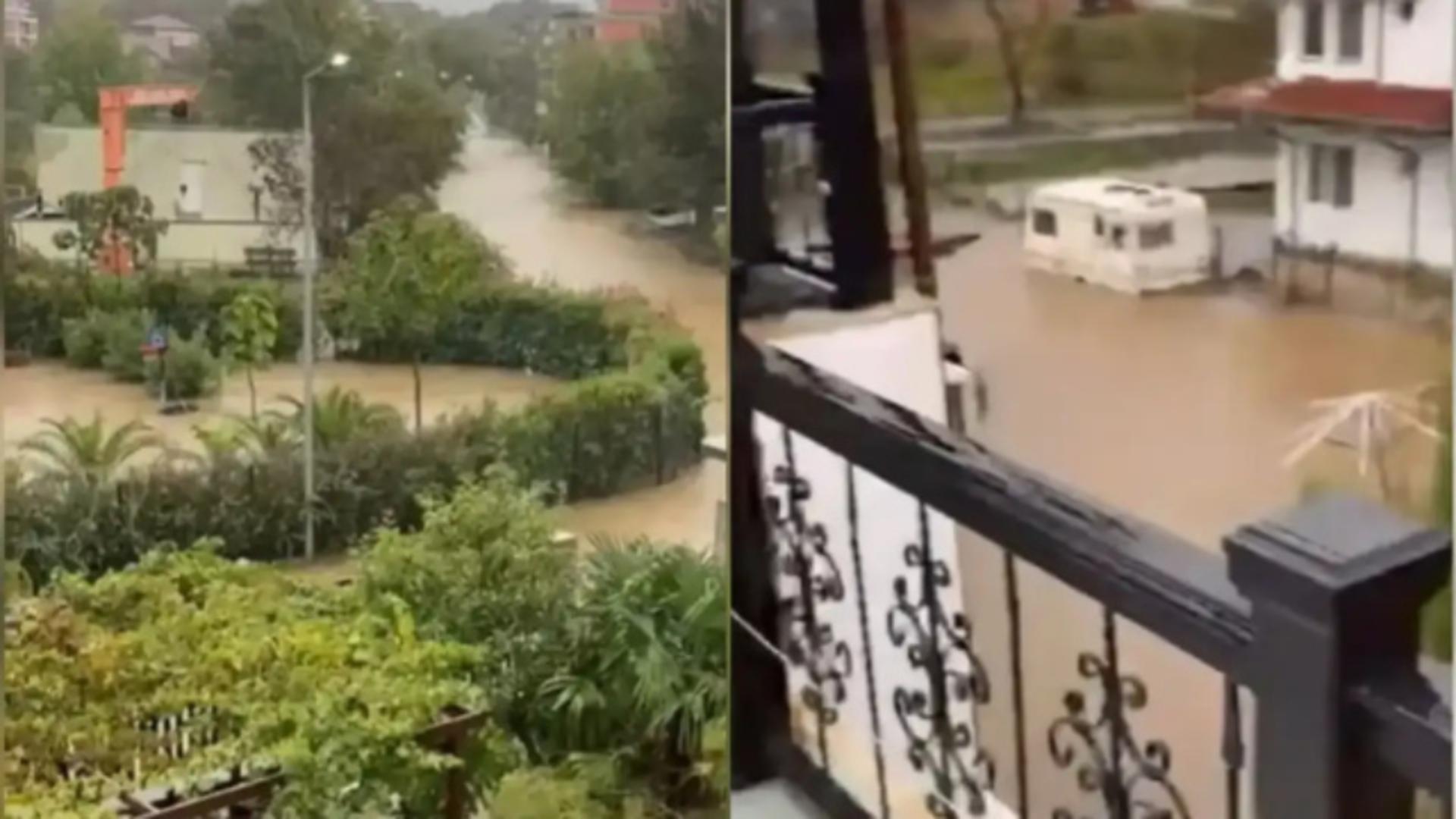 Cod roșu de ploi torențiale în Bulgaria: inundații masive pe litoral, școli închise și drumuri blocate. 212 litri de precipitații pe metru părtrat