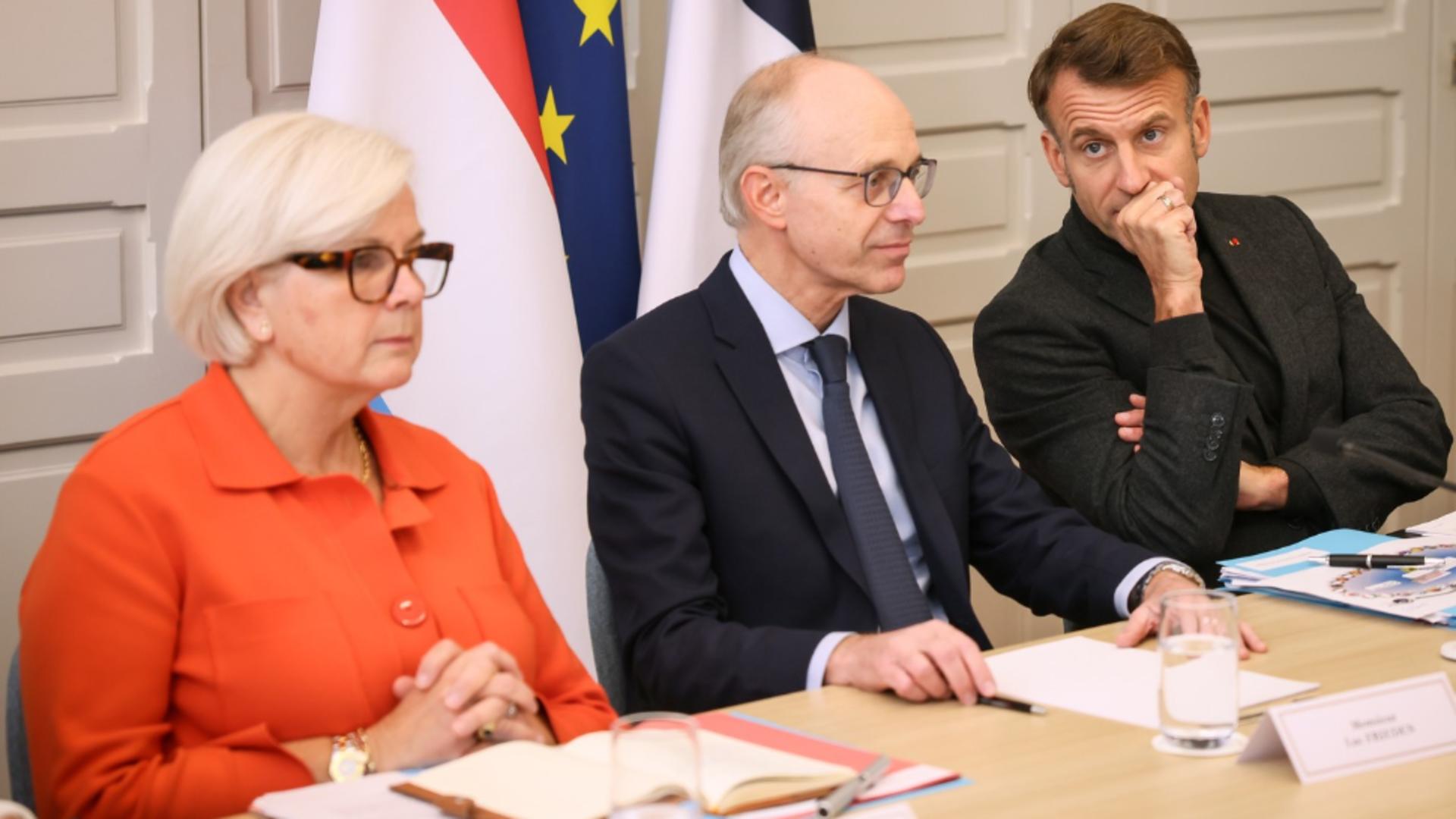 Catherine Vautrin și Emmanuel Macron. Foto: Profimedia
