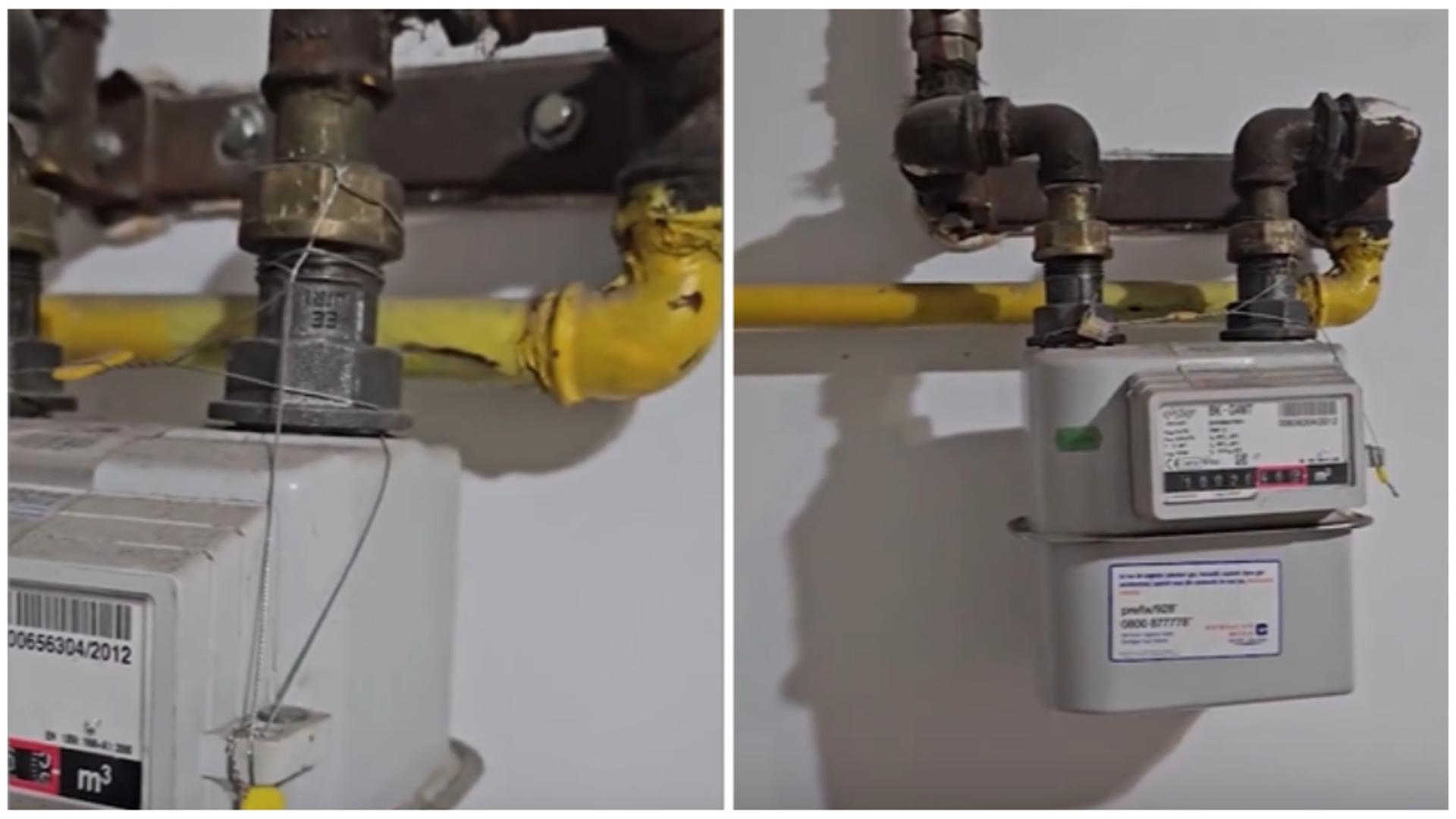 Un român arată sigiliul de la gaze