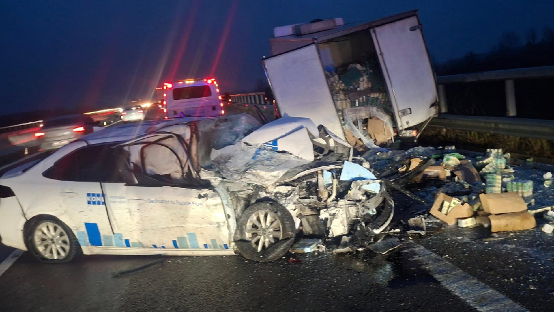 Accident grav pe autostrada București–Ploiești. Trei autovehicule s-au ciocnit, iar traficul este parțial blocat - FOTO