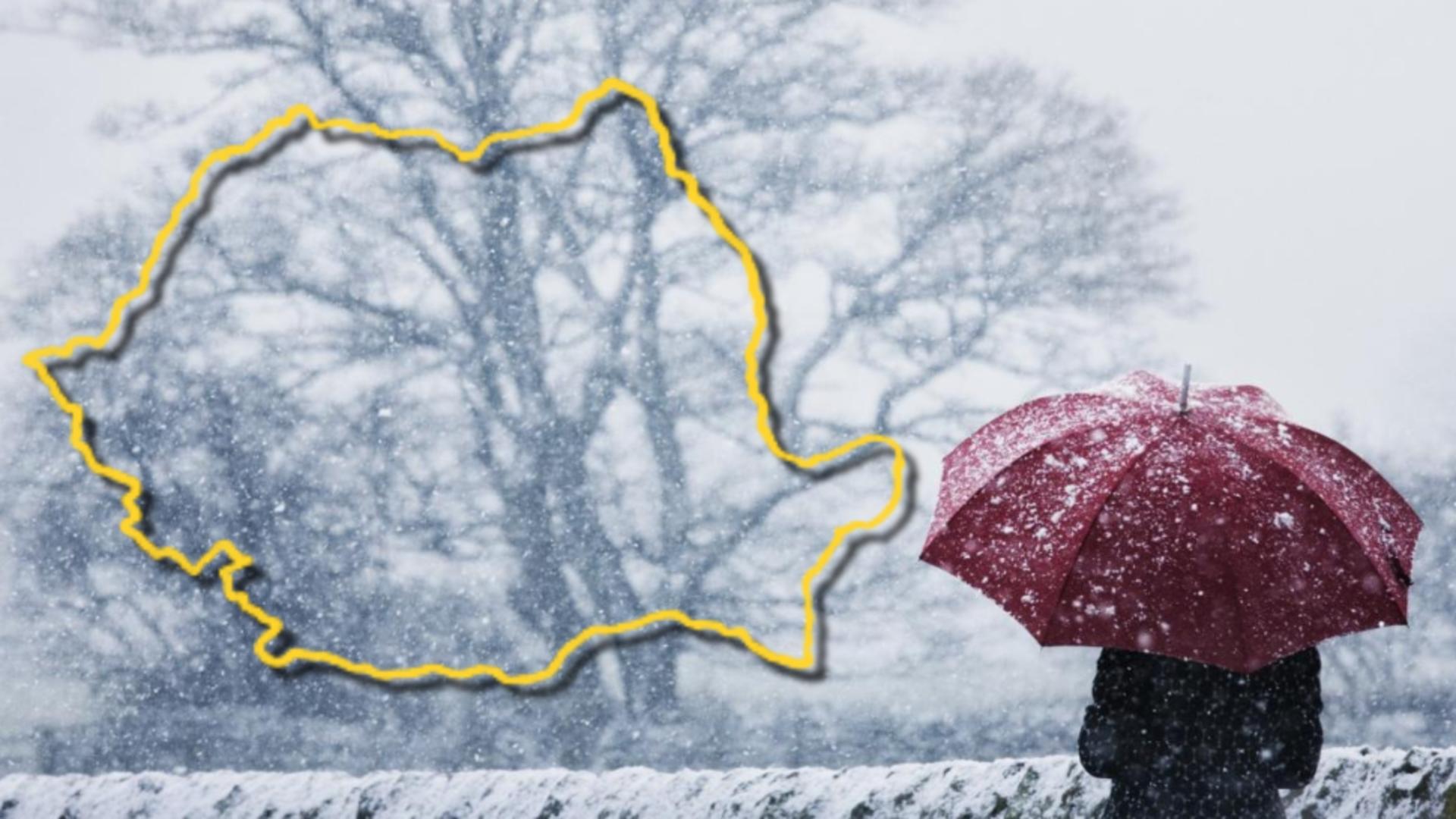 Cod galben de ploi abundente, lapoviță și ninsoare, până duminică dimineață