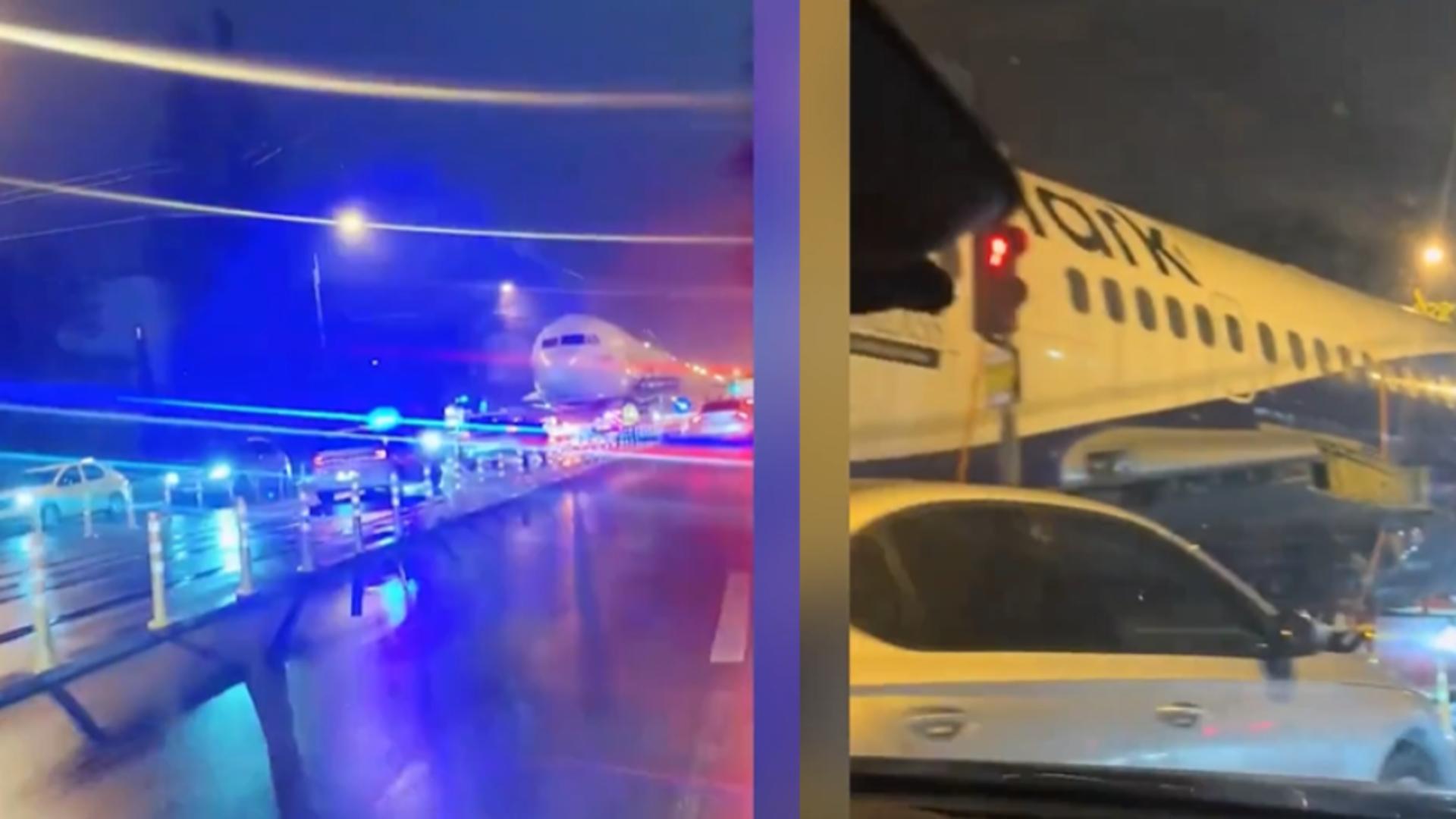 Un avion de pasageri a străbătut Bucureștiul pe linia de tramvai. Imaginile virale au pus pe jar internauții