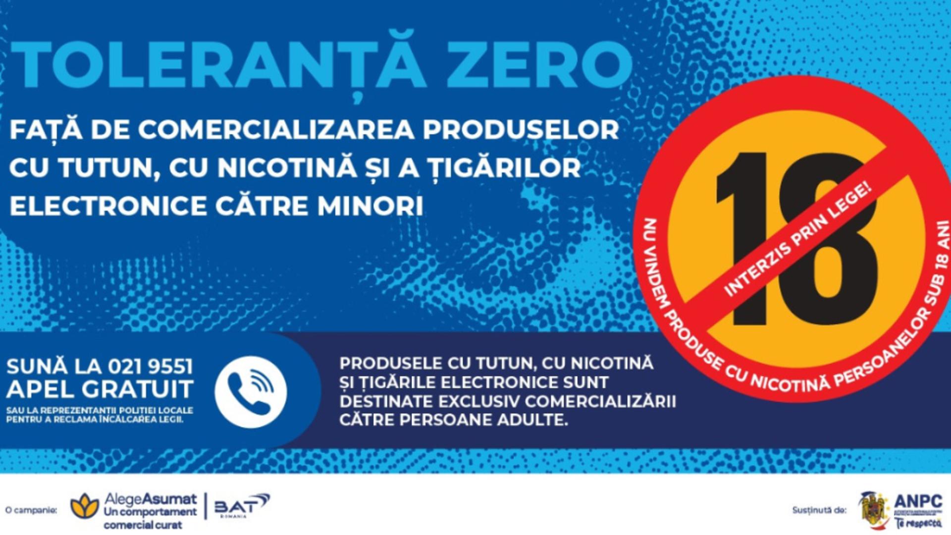 Toleranță Zero față de comercializarea produselor din tutun și nicotină către minori