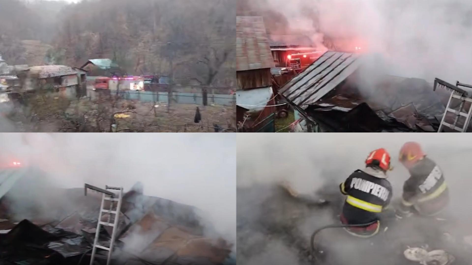 Casă mistuită de flăcări în Vrancea