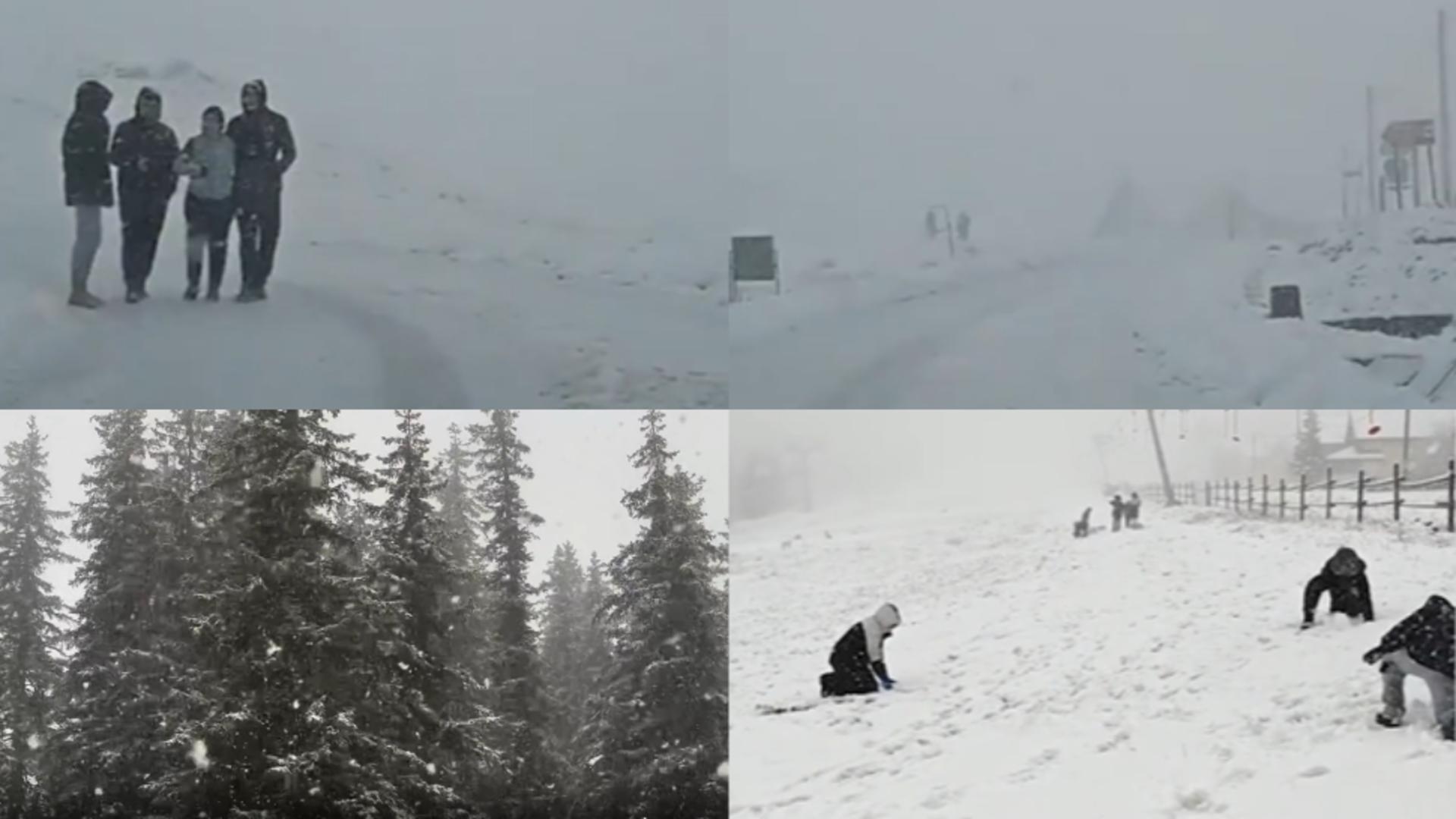 Ninge abundent la Rânca, zăpadă de câțiva centimetri