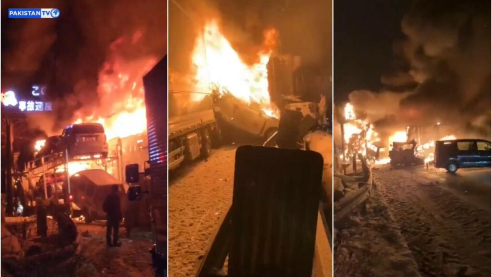 Carambol de groază cu 50 de mașini. Dezastru pe o autostradă din Japonia