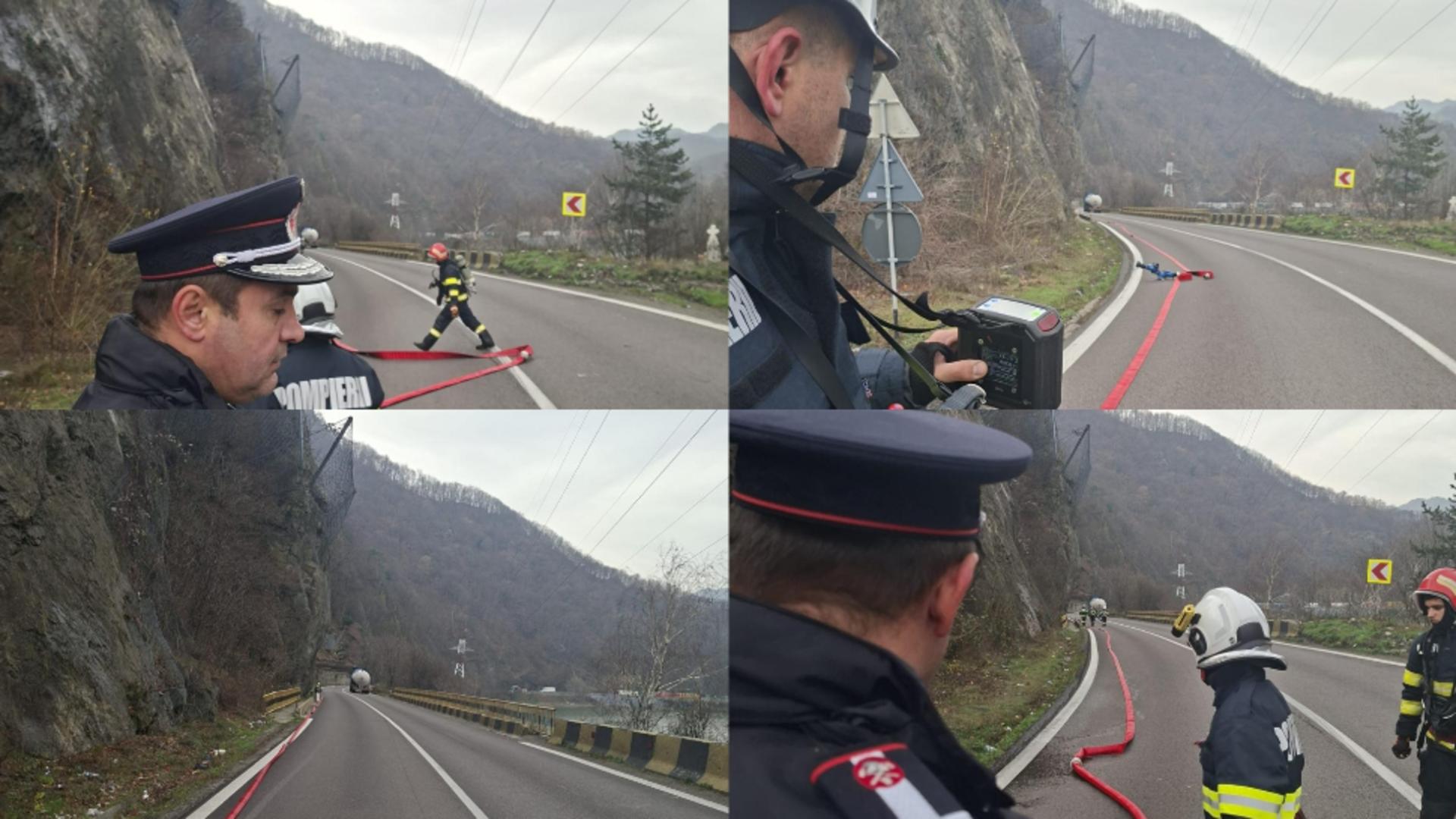 Alertă pe Valea Oltului, scurgeri de gaz dintr-o cisternă. FOTO: ISU Vâlcea 