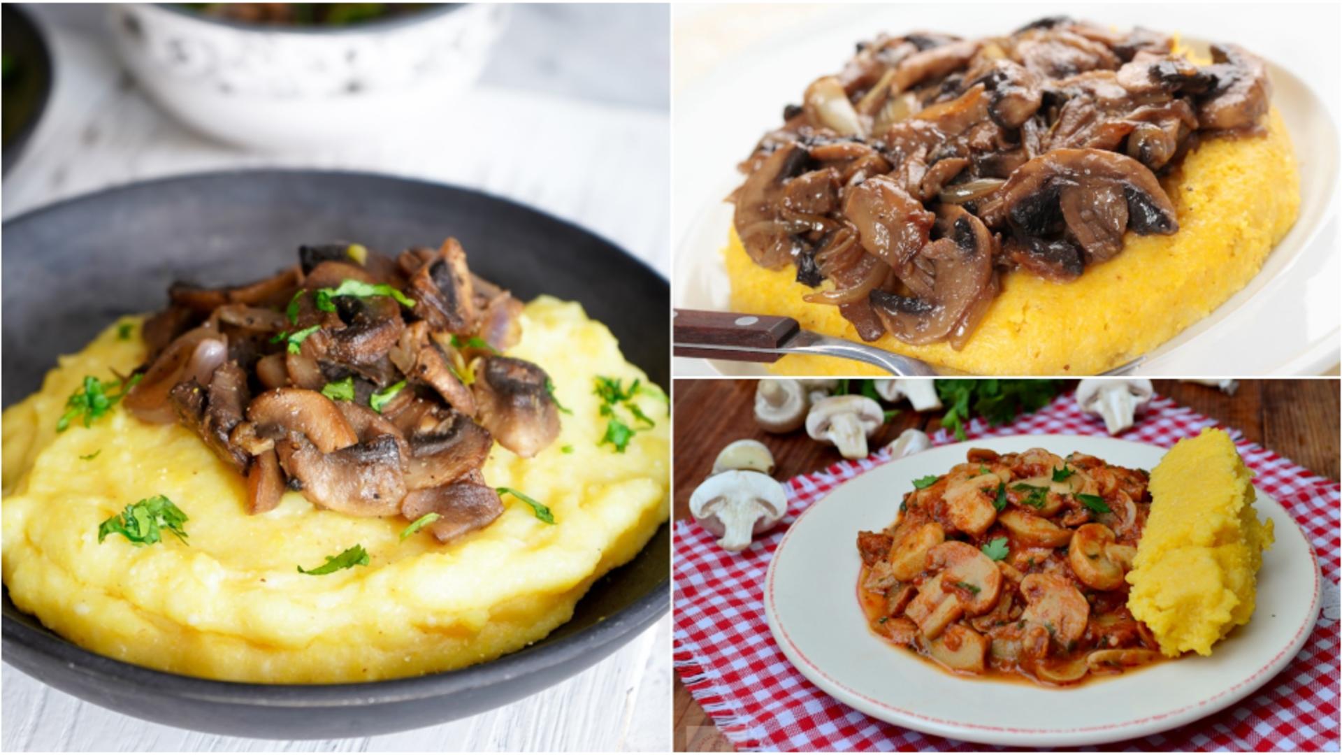 Sote de ciuperci cu mămăligă