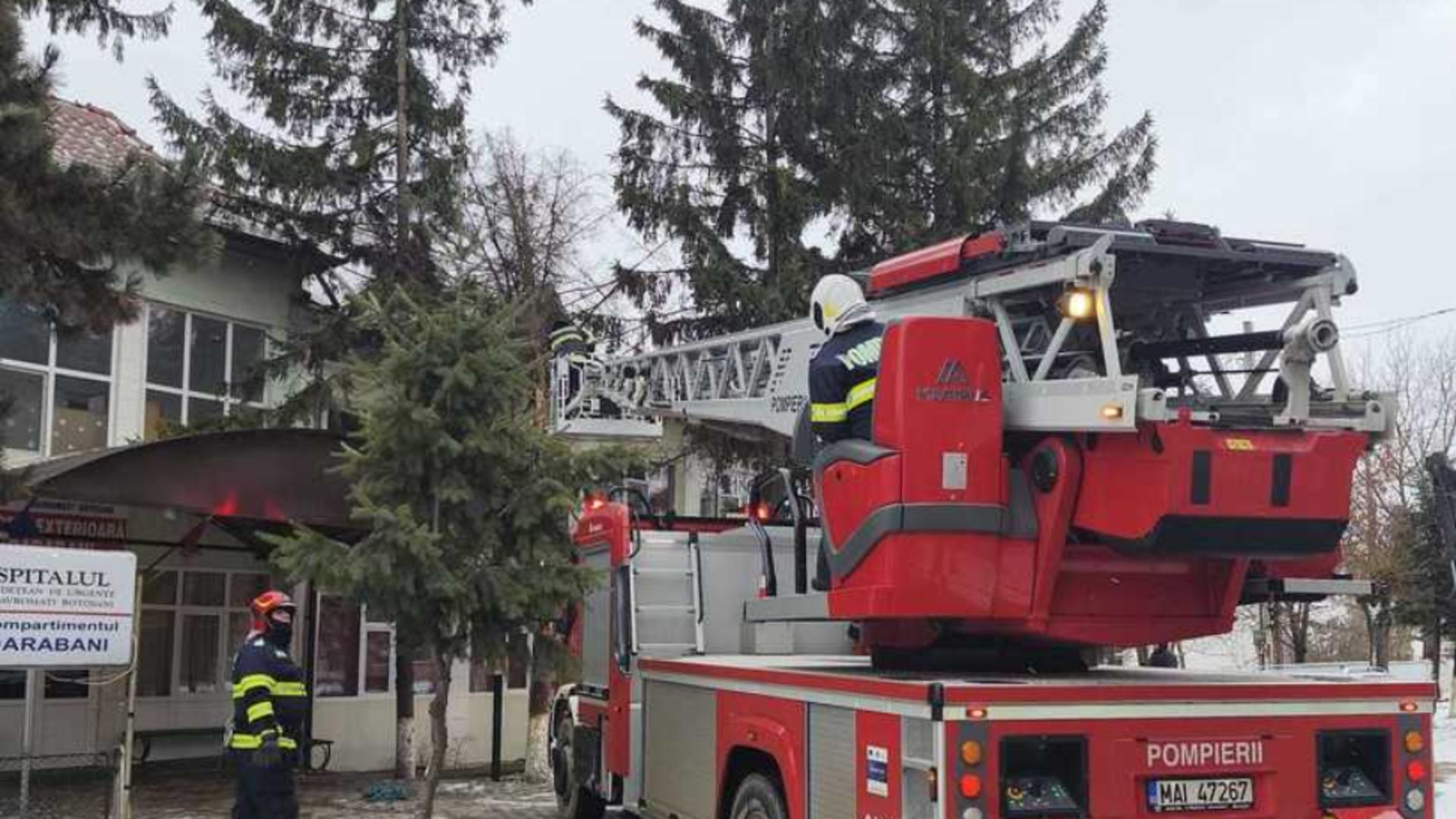 Copac - căzut pe acoperișul unui spital. Autoritățile au intervenit de urgență