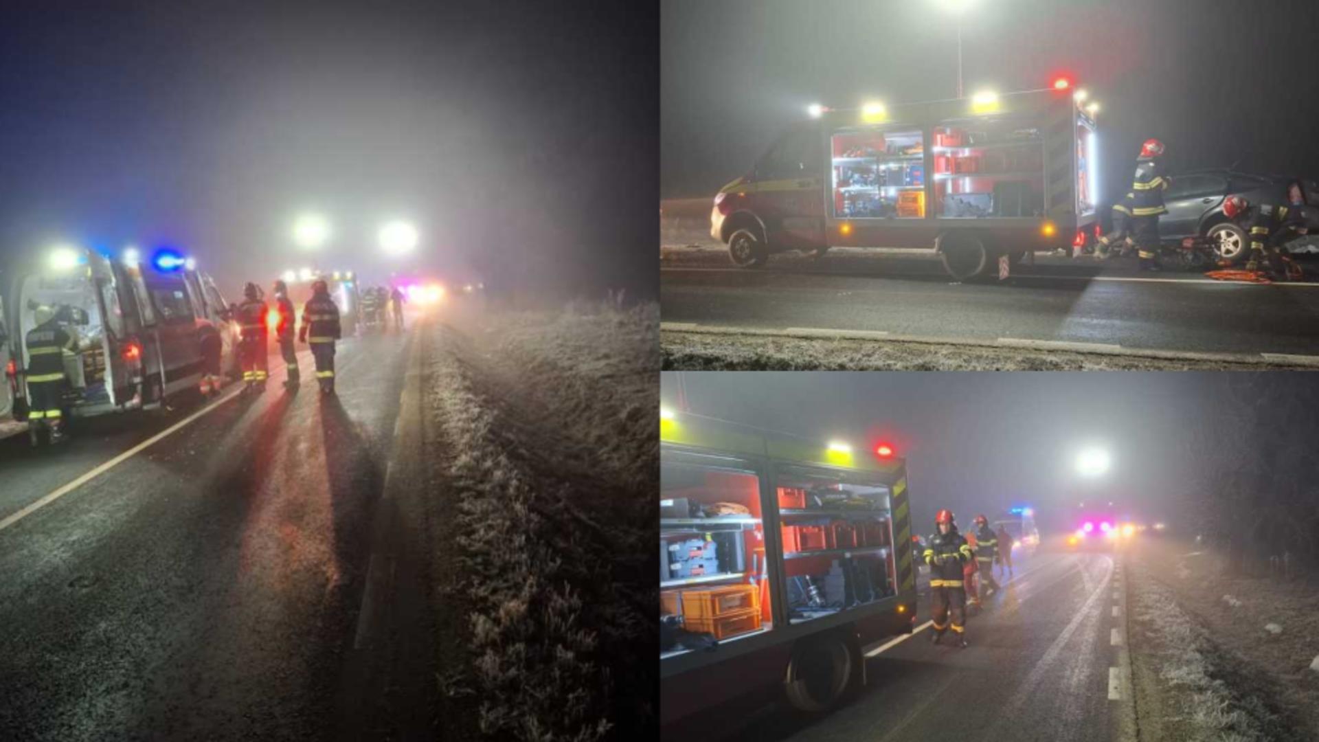 Carambol cu patru mașini în județul Arad. O persoană a murit, iar alta a ajuns la spital