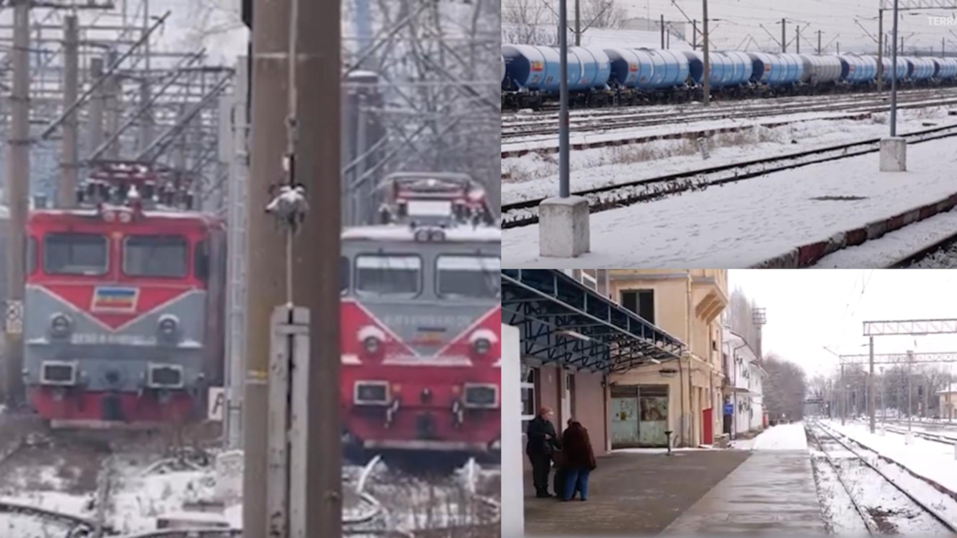 Haos în gări. Ninsoarea a blocat circulația feroviară. Călătorii așteaptă ore întregi în ger -VIDEO