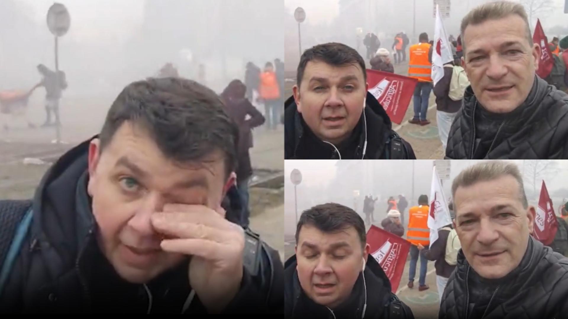 Jurnalistul Realitatea PLUS, gazat la protestul fermierilor de la Strasbourg