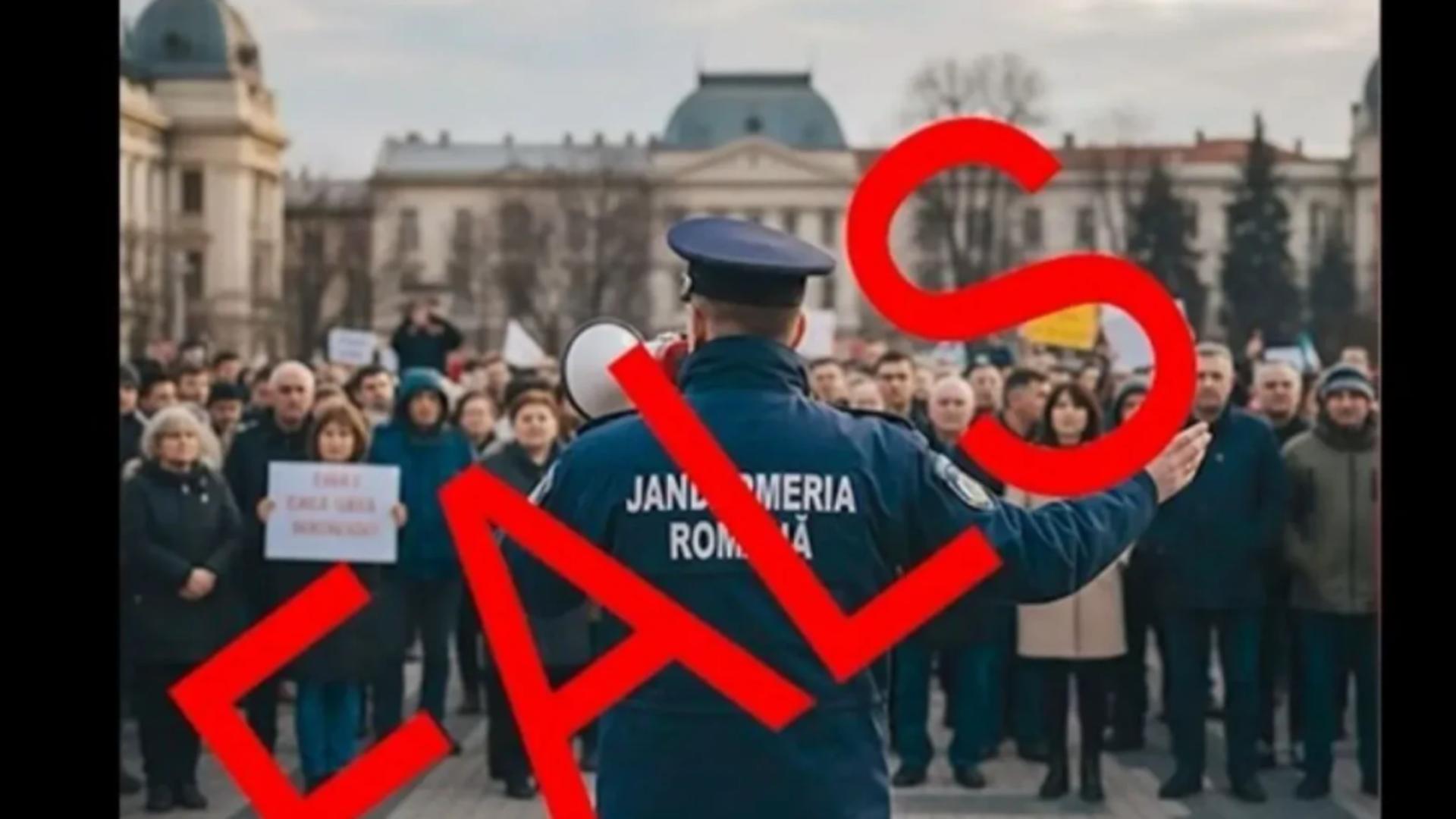 Imagini false cu jandarmi inundă internetul. 