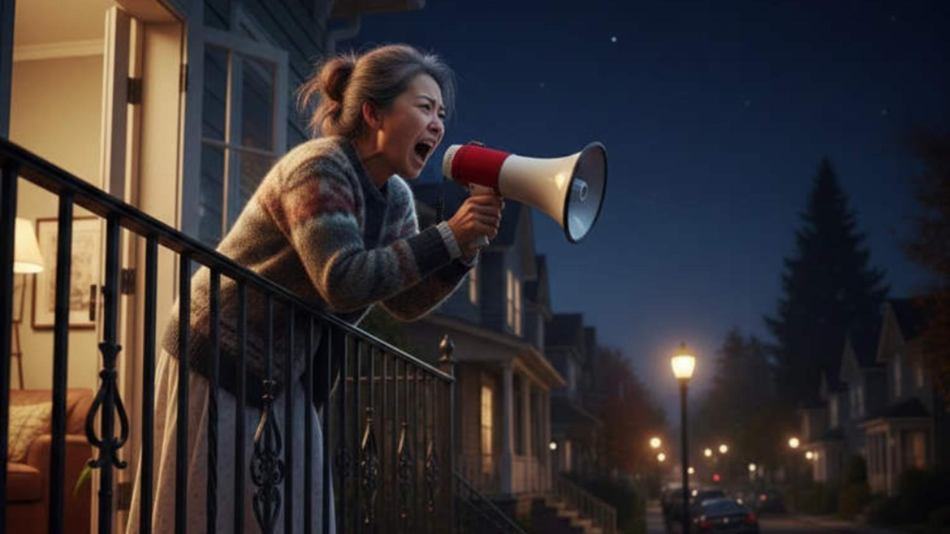 Ce a pățit o femeie care și-a înjurat vecinii la megafon în miezul nopții