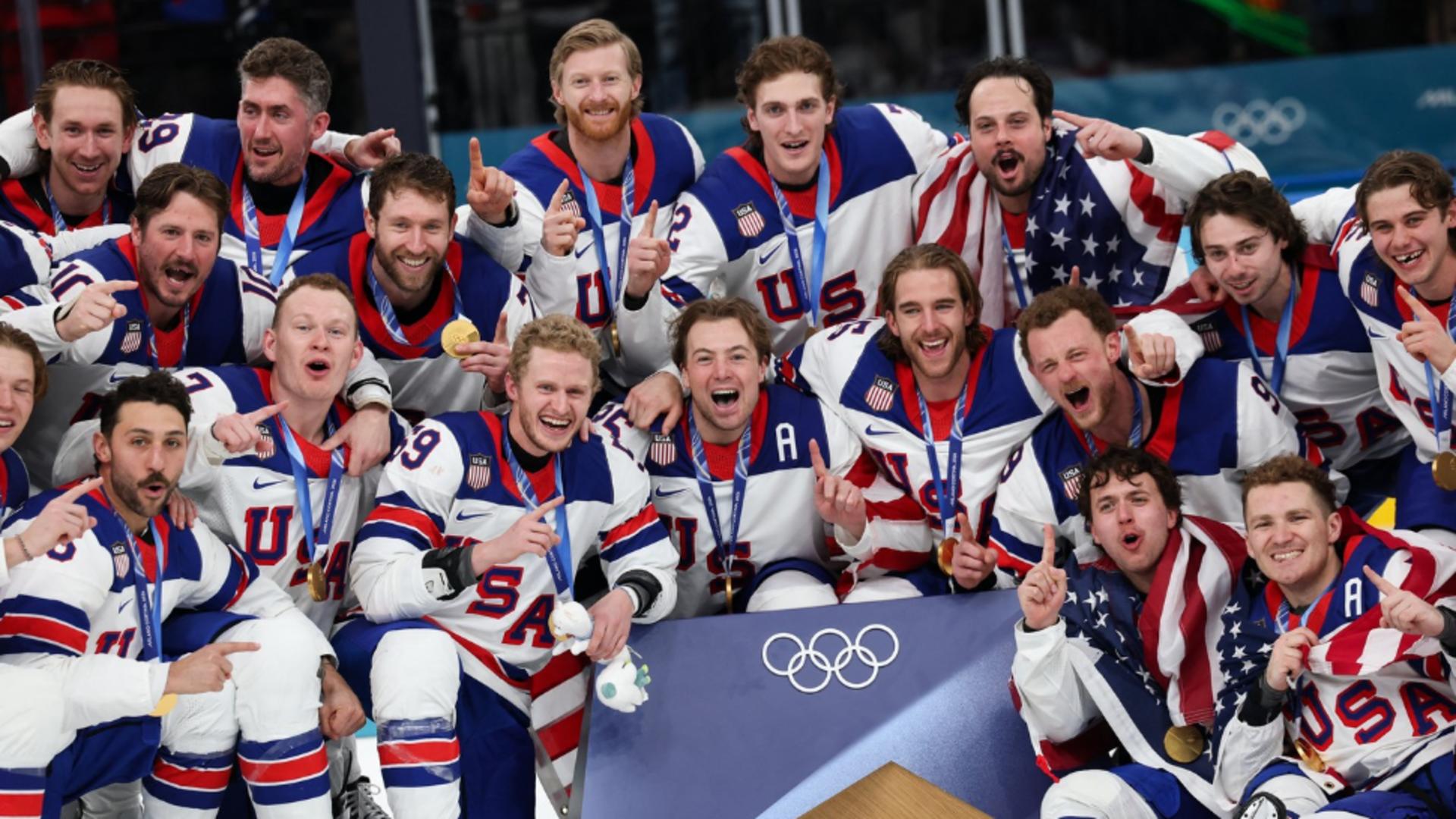 SUA, campioană olimpică la hochei pe gheață după 46 de ani. Donald Trump a reacționat imediat: „Wow! Ce meci!!!” (foto: profimedia)