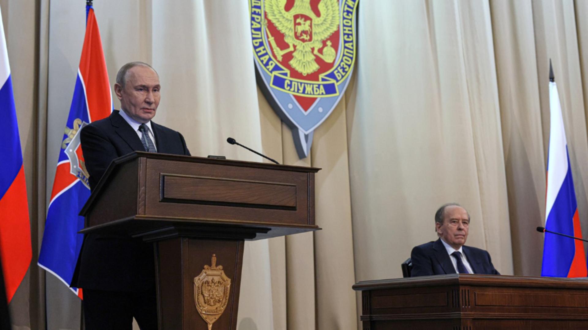 Vladimir Putin, discurs la FSB. Foto: Profimedia