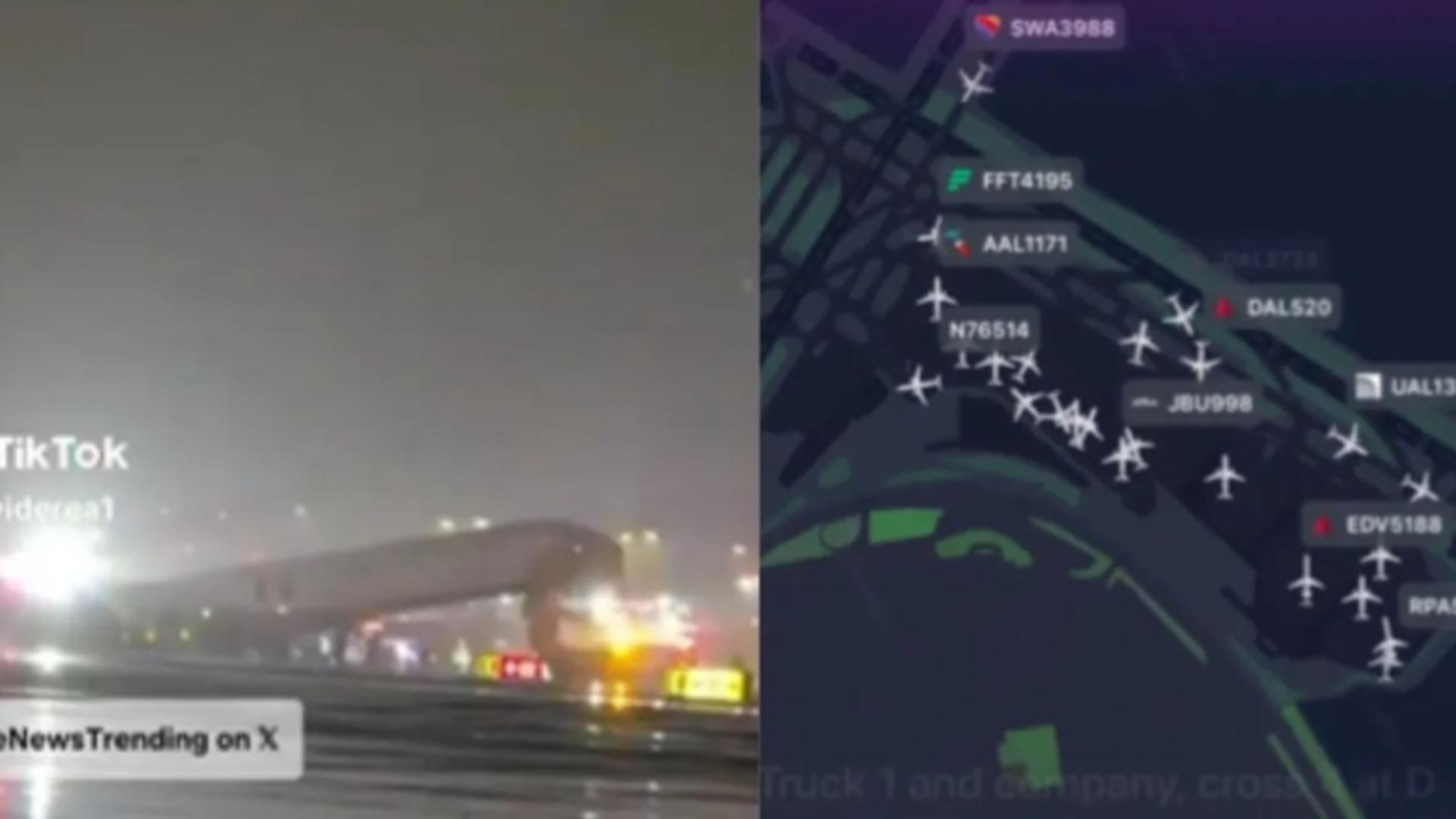 Incident aviatic la New York! Un avion Air Canada Express, implicat într-un accident pe pistă/ Colaj foto X