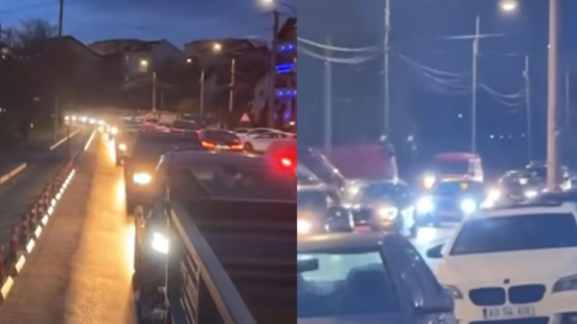 Șoferii din Pitești protestează în coloană