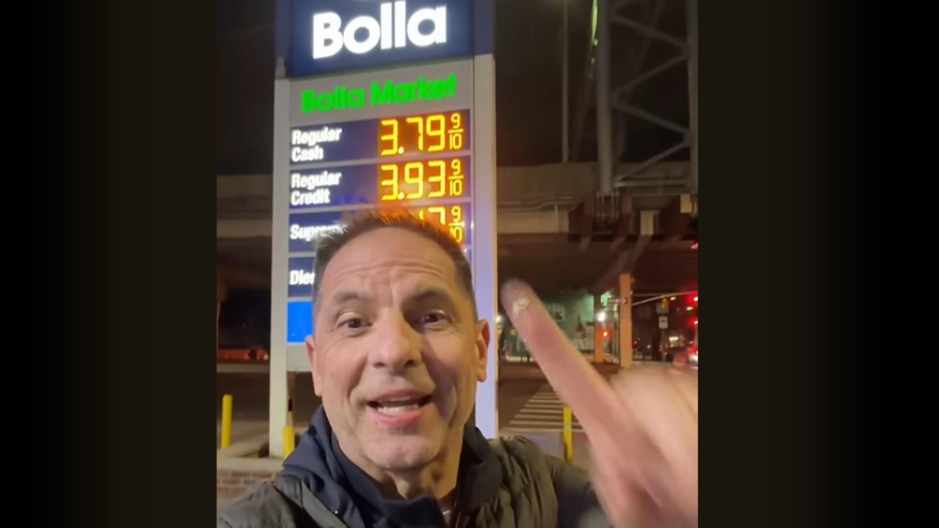 Dan Negru în fața unei benzinării din New York. Foto/Captură video