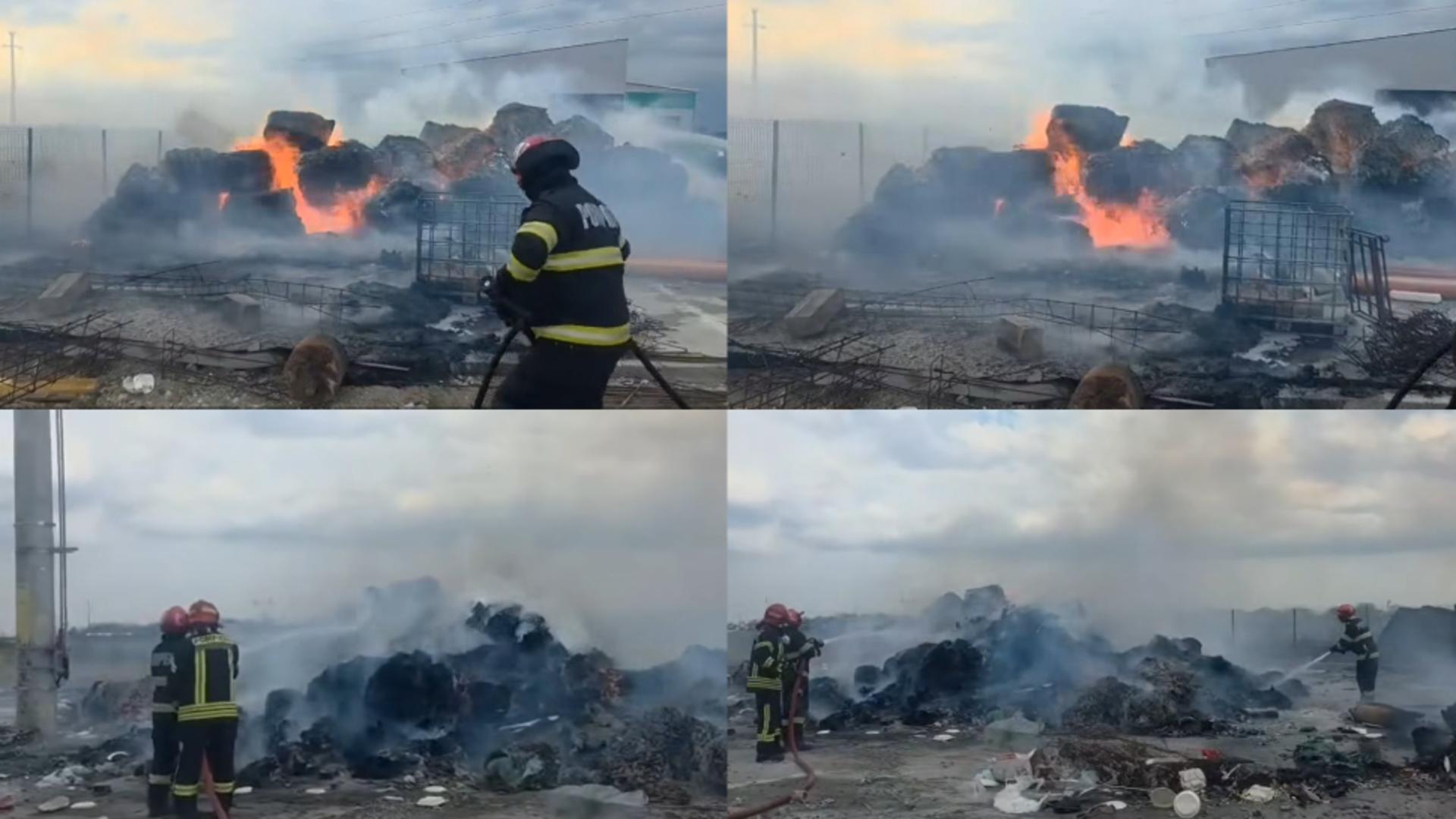 Incendiu la un depozit de deșeuri menajere de lângă Pitești. FOTO: Arhivă 