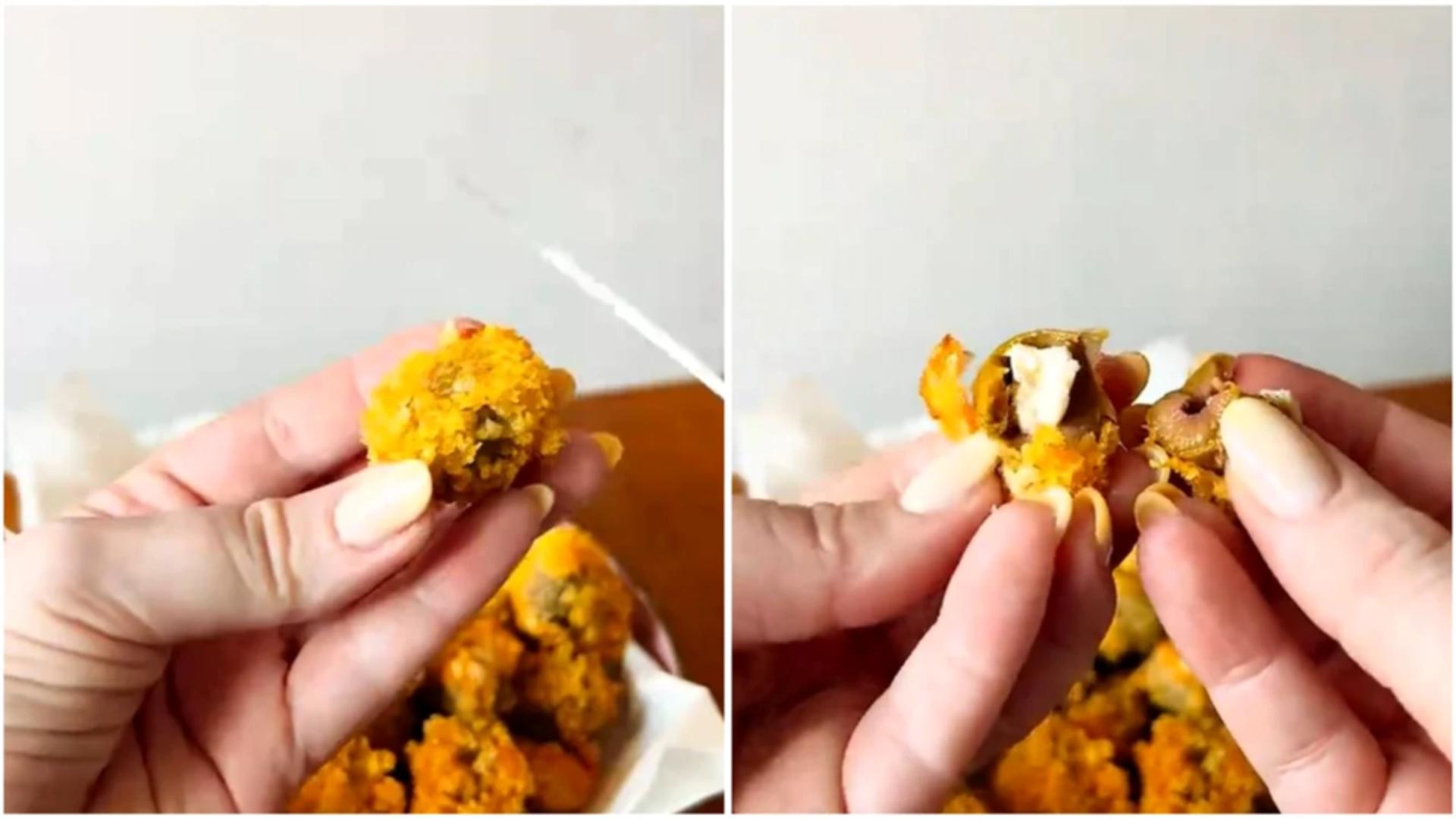Măsline pane umplute cu feta. Foto: TikTok