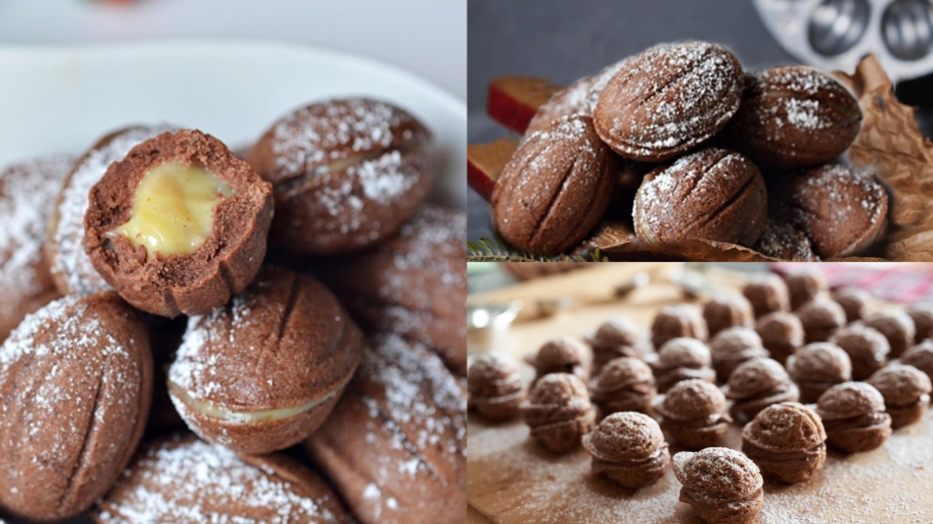 Nuci cu cacao și cremă de vanilie