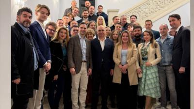 Ilie Bolojan, vizită noctură la PNL București. Foto/FB/Silviu Feroiu